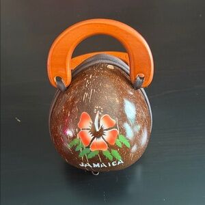 Unique Coconut Shell Handbag with Wooden Handles